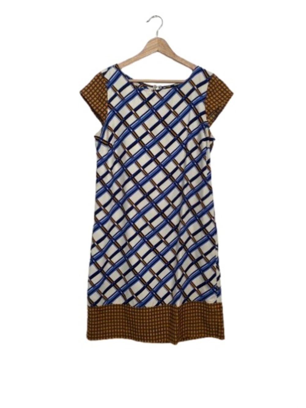 The Limited Blue, White & Brown Geometric Midi Dress